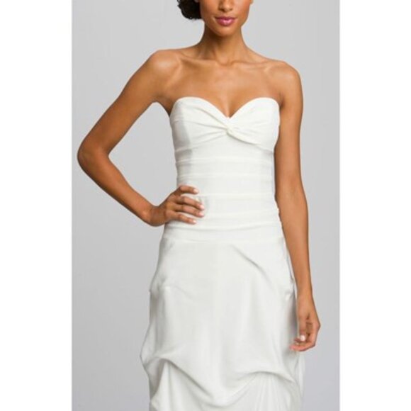 Nicole Miller from Nordstrom - Pleated Bodice Silk Wedding Gown, Size 8 (New) - Picture 3 of 6